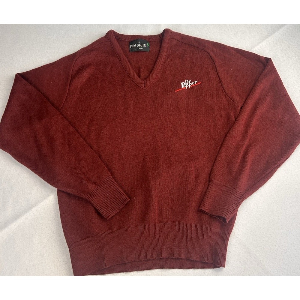 Pine State vintage, retro, U.S.A sweater with embroidered Dr Pepper logo‎ Men S